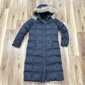 Eddie Bauer EB550 Fill Goose Down Parka Jacket Long Puffer Faux Fur Coat, M